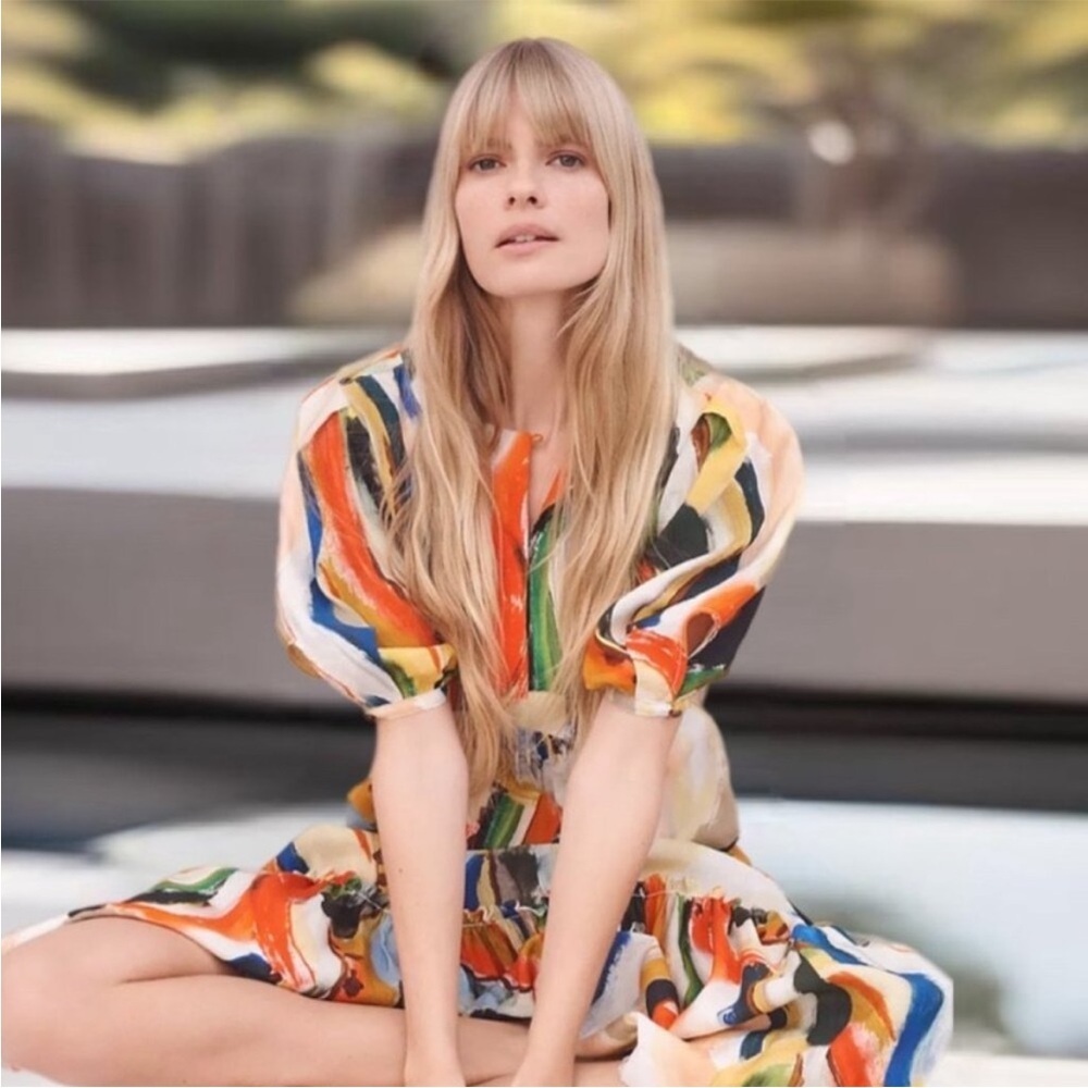 Anthropologie Maeve Suzannah Colorful Rainbow Abstract Print Maxi Dress Size 2X - Picture 7 of 16